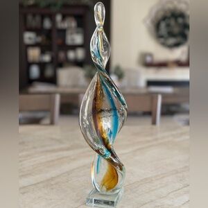 Moreno style twisted glass. Tall sculpture, made in main hand blown.